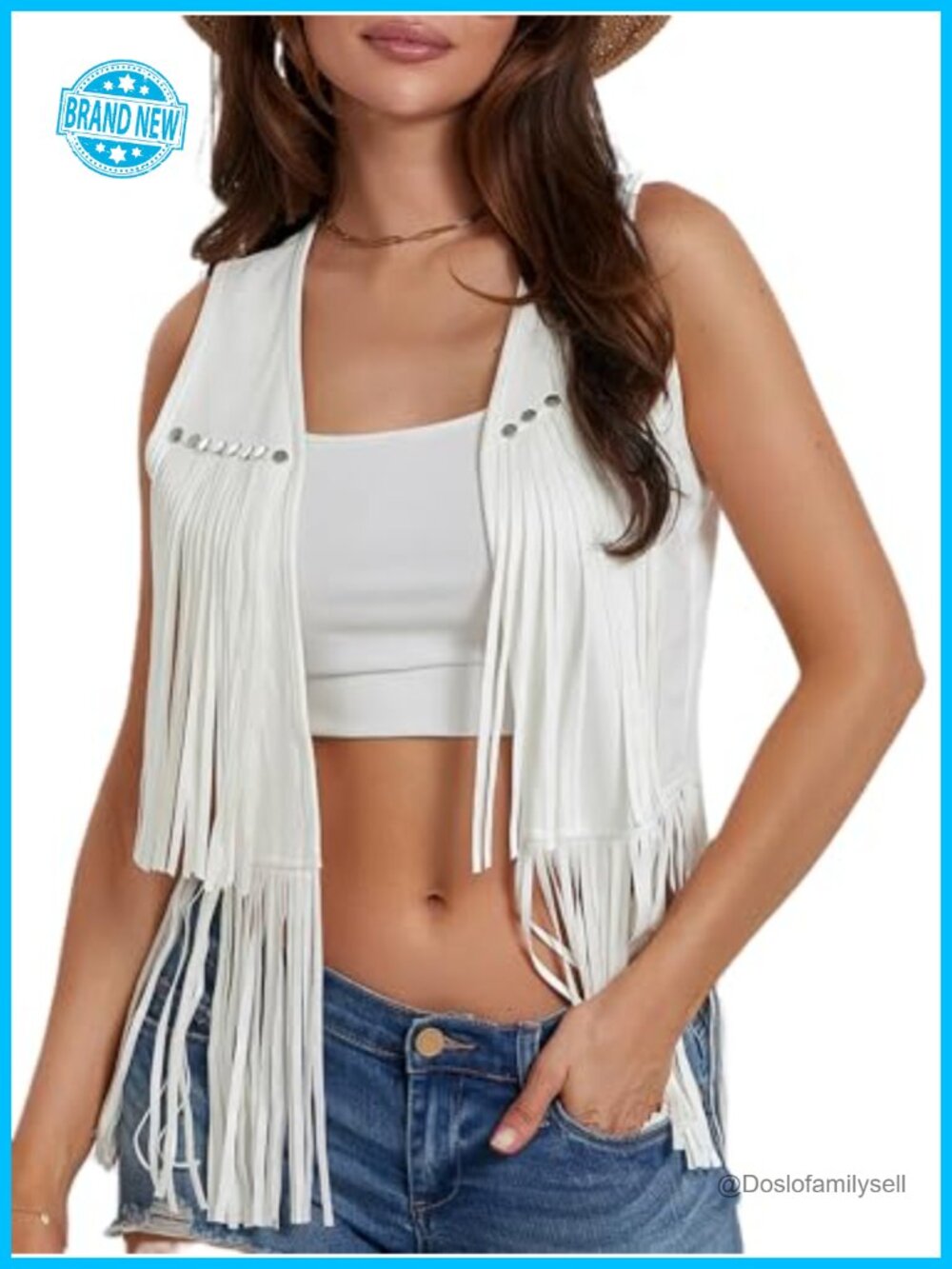 Faux Suede Tassel Fringe Vest 70s Hippie Sleeveless Western Boho Waistcoat